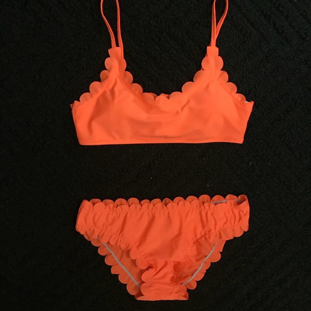 Brand new neon orange scalloped bikini!